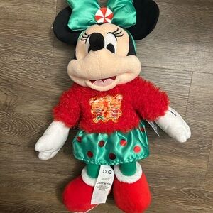 Disney Store Minnie Mouse Festive Plush - Red and Green Christmas 2020